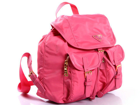 2014 Prada microfiber nylon drawstring backpack bag BZ0030 rosered - Click Image to Close